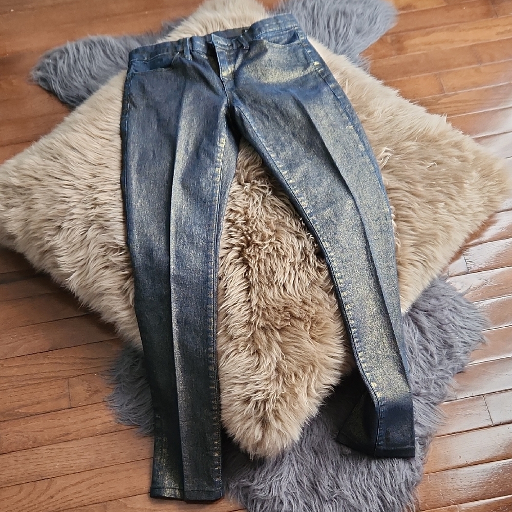 One of a Kind Club Monaco Gold-Toned Skinny Jeans
